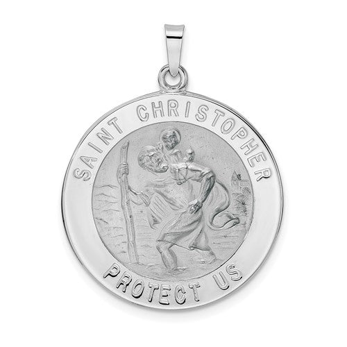 14k-white-gold-polished-saint-christopher-solid-medal-pendant-SolomonJeweler-Wichita-KS-CustomJewelry