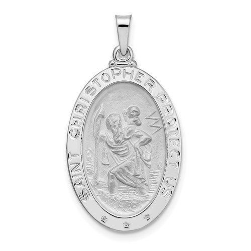 14k-white-gold-polished-oval-solid-saint-christopher-medal-pendant-SolomonJeweler-Wichita-KS-CustomJewelry