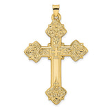 14k-polished-hollow-fancy-fleur-de-lis-cross-pendant-SolomonJeweler-Wichita-KS-CustomJewelry