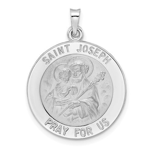 14k-white-gold-polished-saint-joseph-solid-medal-pendant-SolomonJeweler-Wichita-KS-CustomJewelry