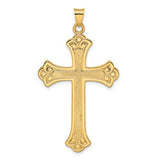 14k-polished-and-textured-solid-fleur-de-lis-cross-pendant-SolomonJeweler-Wichita-KS-CustomJewelry