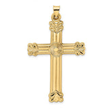 14k-polished-and-textured-circle-center-cross-pendant-SolomonJeweler-Wichita-KS-CustomJewelry
