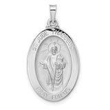 14k-white-gold-polished-st-jude-oval-solid-medal-pendant-SolomonJeweler-Wichita-KS-CustomJewelry