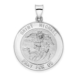 14k-white-gold-polished-and-satin-hollow-st-michael-medal-pendant-SolomonJeweler-Wichita-KS-CustomJewelry