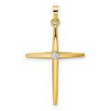 14k-two-tone-polished-solid-diamond-shape-center-cross-pendant-SolomonJeweler-Wichita-KS-CustomJewelry