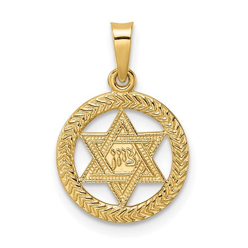 14k-polished-and-textured-solid-star-of-david-in-frame-pendant-SolomonJeweler-Wichita-KS-CustomJewelry