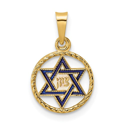 14k-polished-solid-enameled-star-of-david-in-frame-pendant-SolomonJeweler-Wichita-KS-CustomJewelry