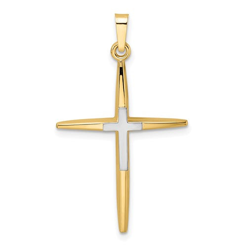 14k-two-tone-polished-solid-double-cross-pendant-SolomonJeweler-Wichita-KS-CustomJewelry