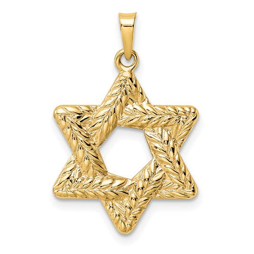 14k-polished-and-textured-solid-star-of-david-pendant-SolomonJeweler-Wichita-KS-CustomJewelry