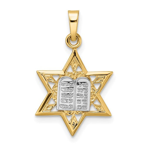 14k-two-tone-polished-solid-star-and-torah-pendant-SolomonJeweler-Wichita-KS-CustomJewelry