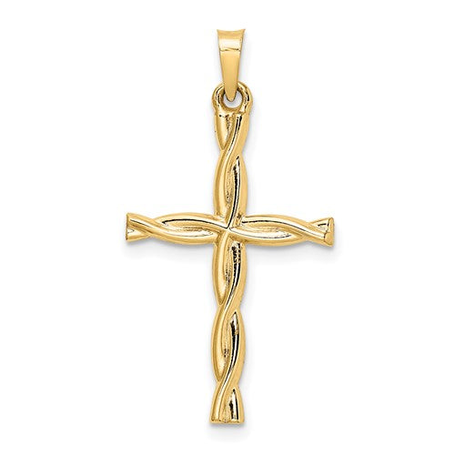 14k-polished-hollow-twisted-cross-pendant-SolomonJeweler-Wichita-KS-CustomJewelry