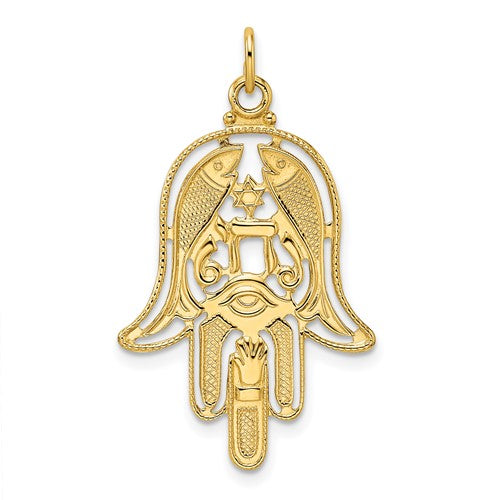 14k-polished-textured-solid-hamsa-pendant-SolomonJeweler-Wichita-KS-CustomJewelry