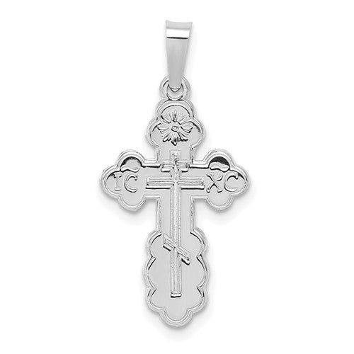 14k-white-gold-polished-eastern-orthodox-solid-cross-pendant-SolomonJeweler-Wichita-KS-CustomJewelry