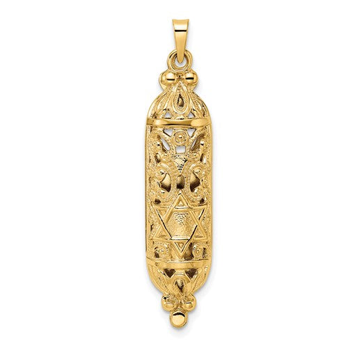 14k-polished-and-textured-solid-mezuzah-pendant-SolomonJeweler-Wichita-KS-CustomJewelry