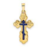 14k-polished-eastern-orthodox-blue-enamel-solid-cross-pendant-SolomonJeweler-Wichita-KS-CustomJewelry