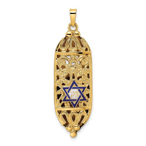 14k-polished-mezuzah-enameled-star-pendant-SolomonJeweler-Wichita-KS-CustomJewelry