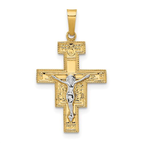 14k-two-tone-solid-crucifix-pendant-SolomonJeweler-Wichita-KS-CustomJewelry