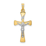 14k-two-tone-polished-hollow-inri-crucifix-cross-pendant-SolomonJeweler-Wichita-KS-CustomJewelry
