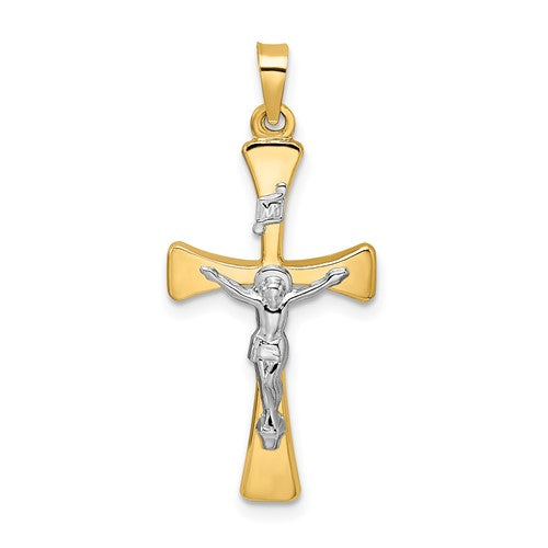 14k-two-tone-polished-hollow-inri-crucifix-cross-pendant-SolomonJeweler-Wichita-KS-CustomJewelry