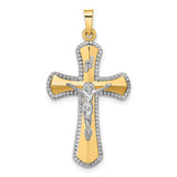 14k-two-tone-and-white-rhodium-hollow-inri-crucifix-pendant-SolomonJeweler-Wichita-KS-CustomJewelry
