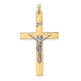14k-two-tone-polished-solid-inri-crucifix-pendant-SolomonJeweler-Wichita-KS-CustomJewelry