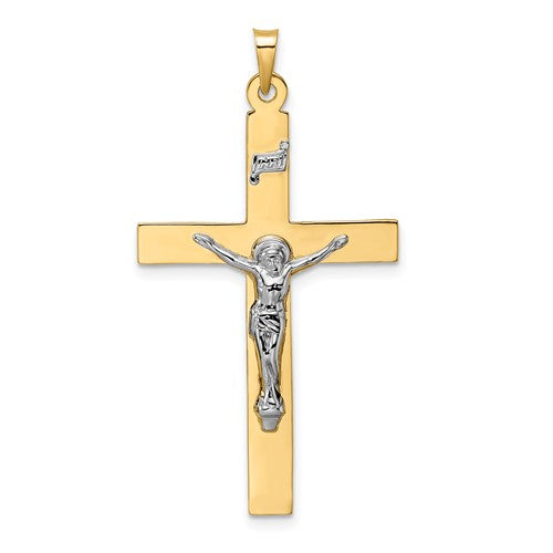 14k-two-tone-polished-solid-inri-crucifix-pendant-SolomonJeweler-Wichita-KS-CustomJewelry