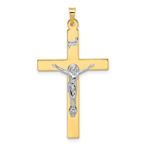 14k-two-tone-solid-inri-crucifix-pendant-SolomonJeweler-Wichita-KS-CustomJewelry