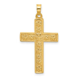 14k-polished-and-textured-floral-cross-pendant-SolomonJeweler-Wichita-KS-CustomJewelry
