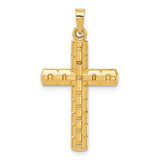 14k-polished-and-textured-hollow-latin-cross-pendant-SolomonJeweler-Wichita-KS-CustomJewelry