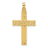 14k-polished-and-grooved-hollow-cross-pendant-SolomonJeweler-Wichita-KS-CustomJewelry