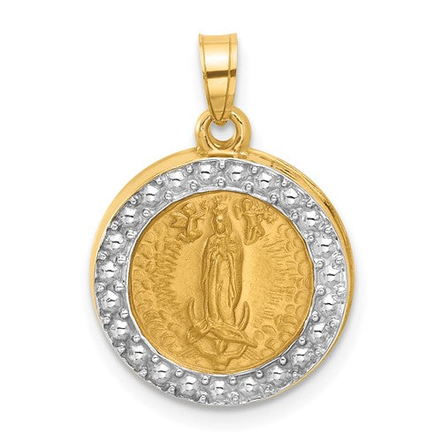 14k-and-rhodium-hollow-lady-of-guadalupe-pendant-SolomonJeweler-Wichita-KS-CustomJewelry