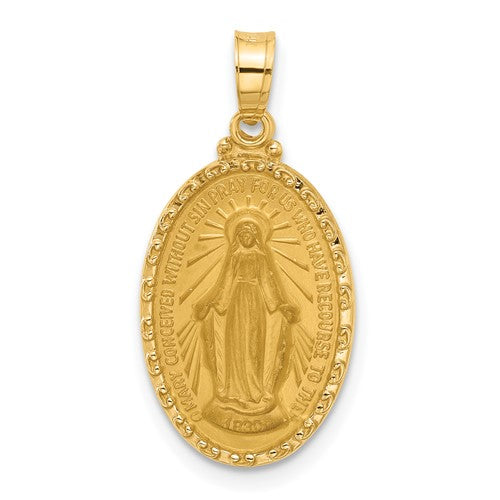 14k-satin-and-polished-miraculous-medal-solid-oval-pendant-SolomonJeweler-Wichita-KS-CustomJewelry