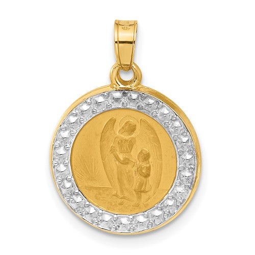 14k-and-white-rhodium-hollow-our-guardian-angel-medal-SolomonJeweler-Wichita-KS-CustomJewelry