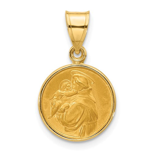 14k-polished-and-satin-st-anthony-medal-SolomonJeweler-Wichita-KS-CustomJewelry