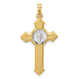 14k-two-tone-textured-hollow-budded-st-benedict-cross-pendent-SolomonJeweler-Wichita-KS-CustomJewelry