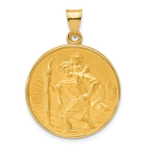 14k-polished-and-satin-solid-st-christopher-medal-SolomonJeweler-Wichita-KS-CustomJewelry