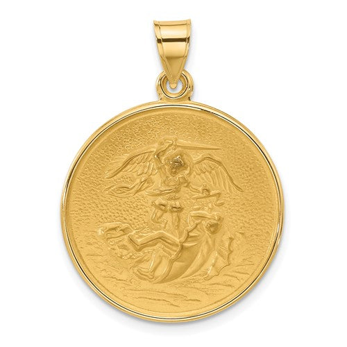 14k-polished-and-satin-solid-st-michael-medal-SolomonJeweler-Wichita-KS-CustomJewelry