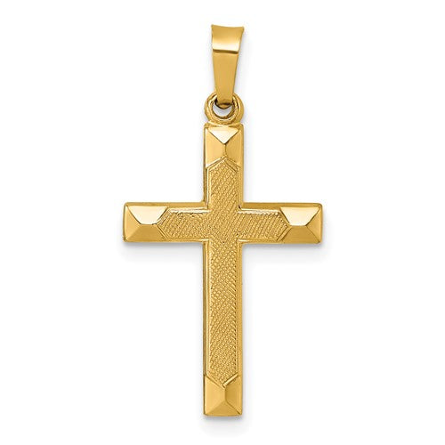14k-polished-and-textured-cross-pendant-SolomonJeweler-Wichita-KS-CustomJewelry