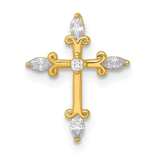 14k-polished-fancy-cz-cross-chain-slide-SolomonJeweler-Wichita-KS-CustomJewelry