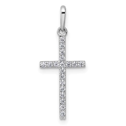 14k-white-gold-polished-cz-cross-pendant-SolomonJeweler-Wichita-KS-CustomJewelry