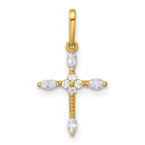 14k-polished-and-beaded-fancy-cz-cross-pendant-SolomonJeweler-Wichita-KS-CustomJewelry