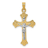14k-w-white-rhodium-fleur-de-lis-inri-crucifix-cross-pendant-SolomonJeweler-Wichita-KS-CustomJewelry