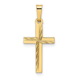 14k-diamond-cut-small-hollow-cross-pendant-SolomonJeweler-Wichita-KS-CustomJewelry