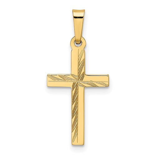 14k-diamond-cut-small-hollow-cross-pendant-SolomonJeweler-Wichita-KS-CustomJewelry
