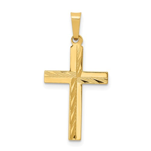 14k-diamond-cut-hollow-cross-pendant-SolomonJeweler-Wichita-KS-CustomJewelry