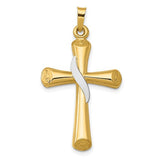 14k-two-tone-hollow-cross-w-drape-pendant-SolomonJeweler-Wichita-KS-CustomJewelry
