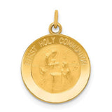 14k gold First Holy Communion charm pendant with religious cross design, crafted by Solomon Jewelers.