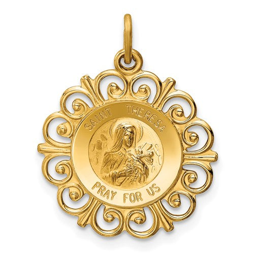 14k-saint-theresa-medal-charm-SolomonJeweler-Wichita-KS-CustomJewelry