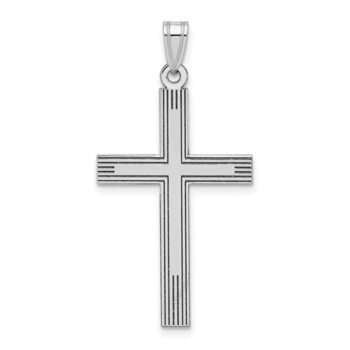 14k-white-laser-etched-cross-charm-SolomonJeweler-Wichita-KS-CustomJewelry