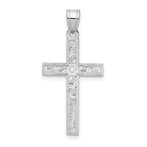 14k-white-floral-cross-pendant-SolomonJeweler-Wichita-KS-CustomJewelry